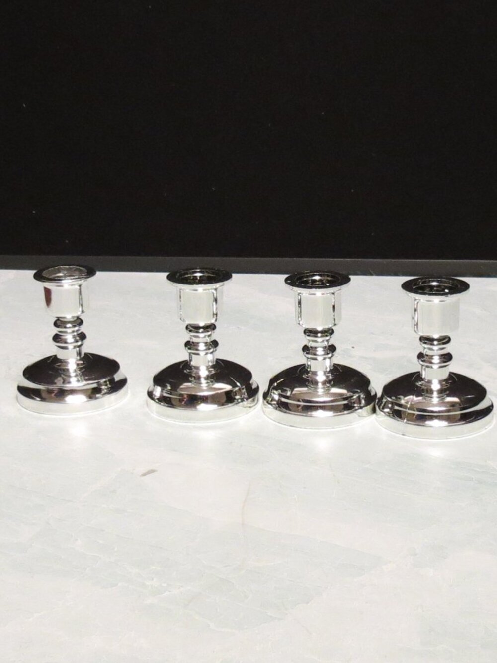 Lot of 4 Plastic Taper Candle Holders in Silver